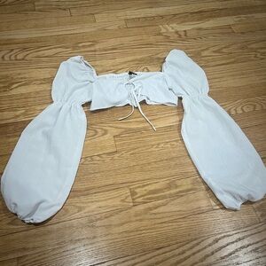 H&M White Smocked Crop Top